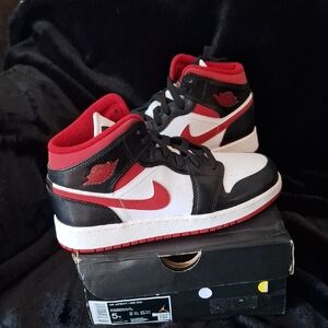 Jordan Kids' Black, Red, and White Sneakers